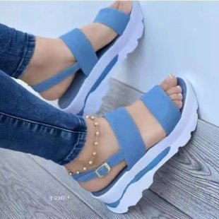 Damen Plateau-Sandalen mit elastischem Riemen und rutschfester Sohle Drune
