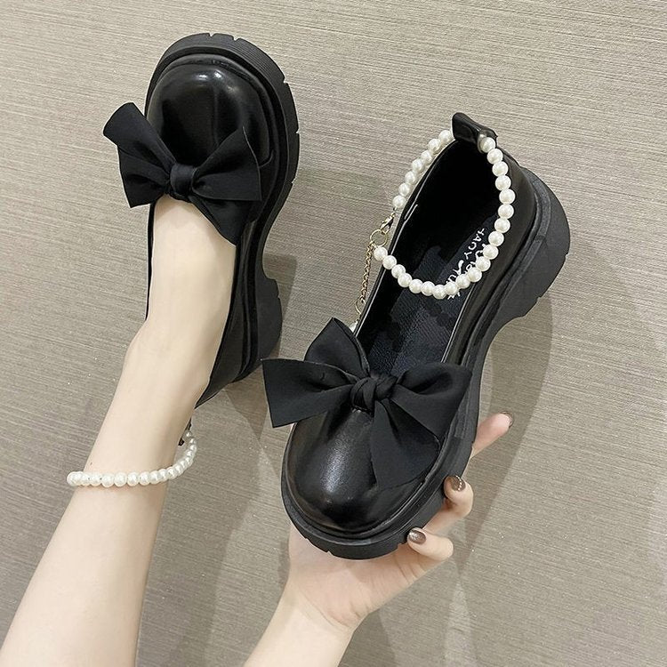 Damen Elegante Plateauschuhe mit dekorativem Schleifendetail Drune