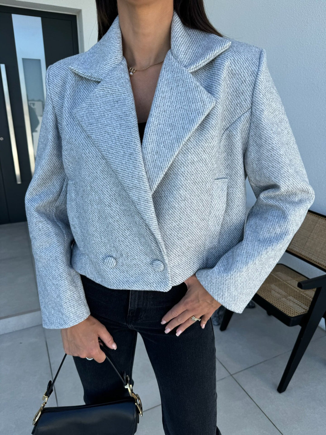 Damen Modischer Oversized-Blazer im klassischen Streifenmuster Drune