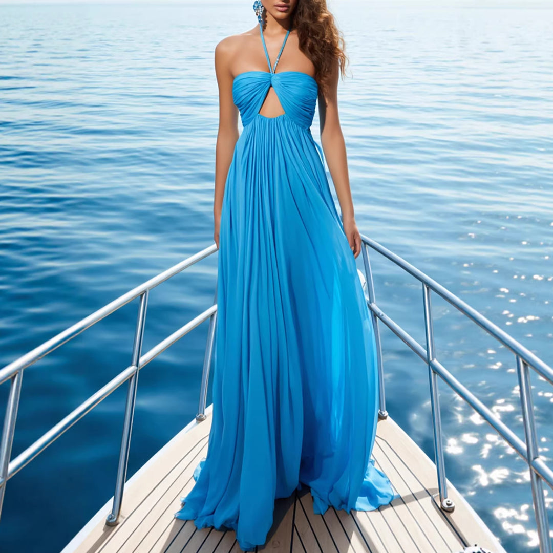 Damen Maxi-Party-Kleid mit schickem Halterneck und verführerischem Cut-Out Drune