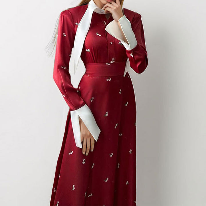Damen Maxikleid mit elegantem floralen Muster und tiefem V-Ausschnitt Drune