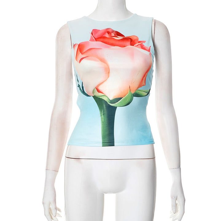 Damen ärmelloses Top mit floralem Design Drune