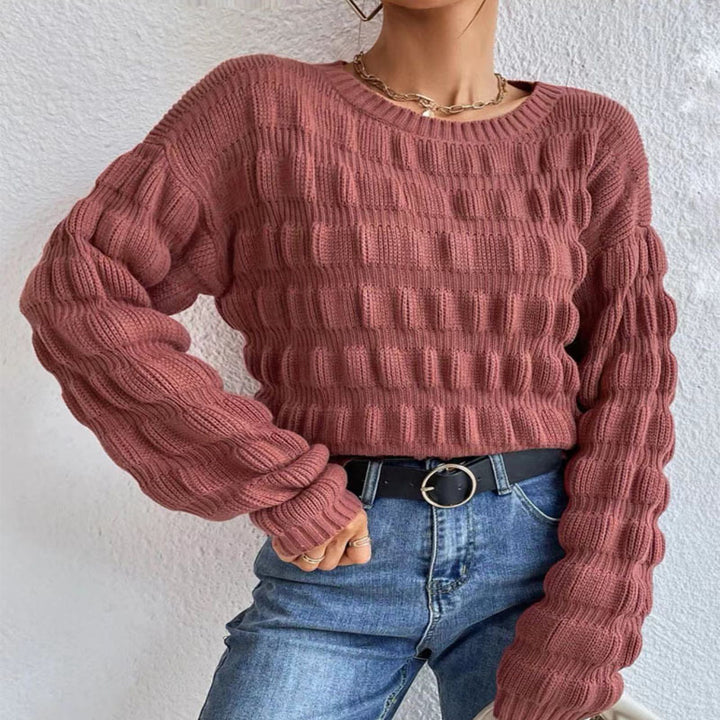 Damen Strickpullover mit modernen Rastermuster Drune