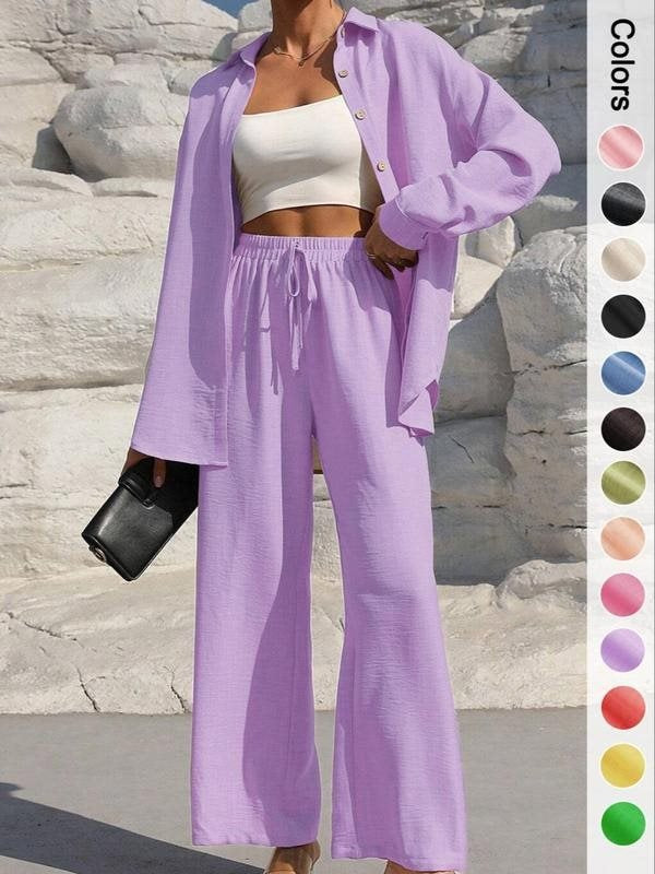 Damen lässiger Satin-Loungewear-Anzug mit weitem Schnitt und nachhaltigem Stoff Drune