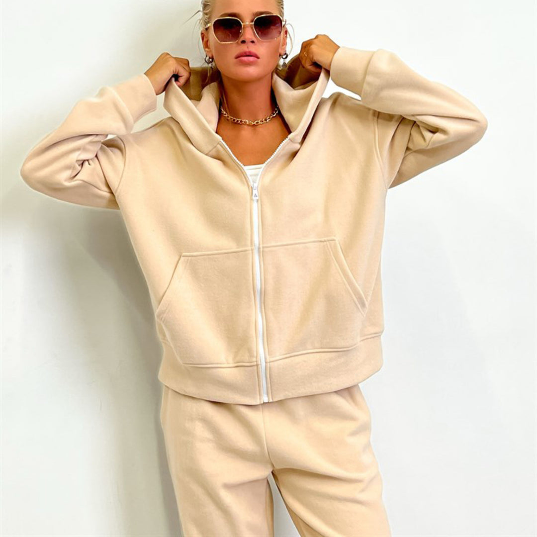 Damen Sweatjacke mit funktionellem Zipper und weichem Innenfutter Drune