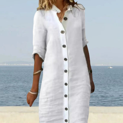 Damen Hemdblusenkleid mit Knopfverschluss und einem lässigen Schnitt Drune