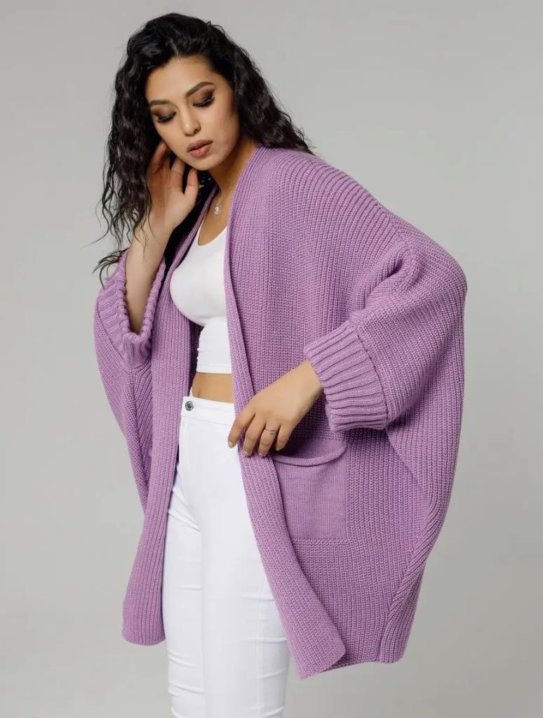 Drune | Strickjacke Übergröße Passform Gestrickte Wollmischung Rippstrickärmel Offene Vorderseite