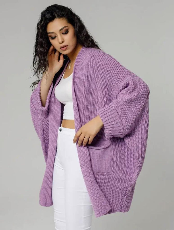 Drune | Strickjacke Übergröße Passform Gestrickte Wollmischung Rippstrickärmel Offene Vorderseite