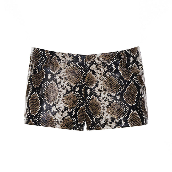Damen Glitzerndes Minikleid mit Leopardenmuster und Spaghettiträgern Drune