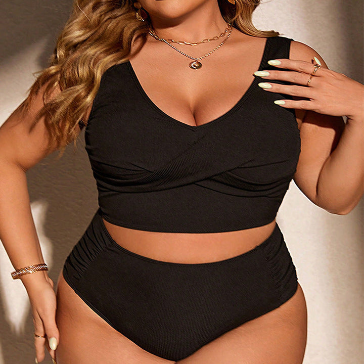 Damen Bikini-Set mit hochtailliertem Slip und gerafftem Oberteil Drune