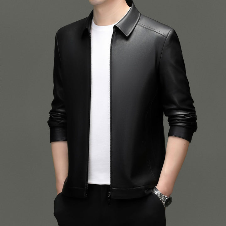 Herren Lederjacke mit modernem Schnitt und elastischen Bündchen Drune