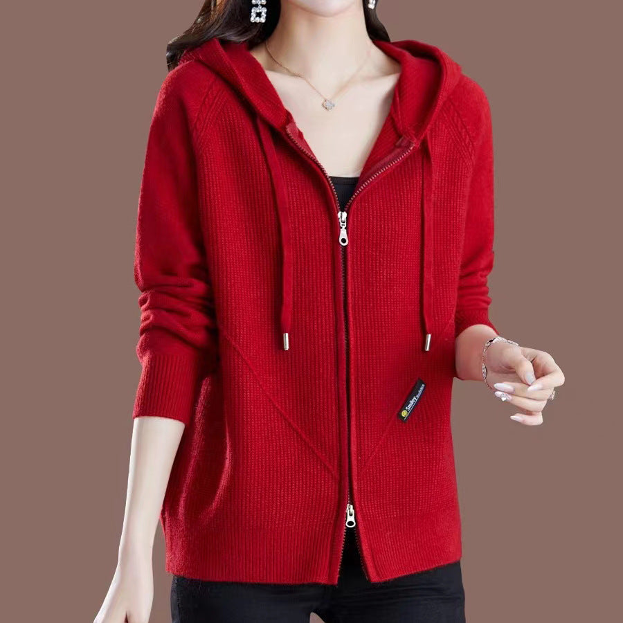 Damen Strickjacke mit Kapuze und praktischen Taschen Drune