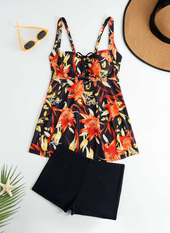 Damen Tankini mit floralem Oberteil und bequemen Shorts Drune