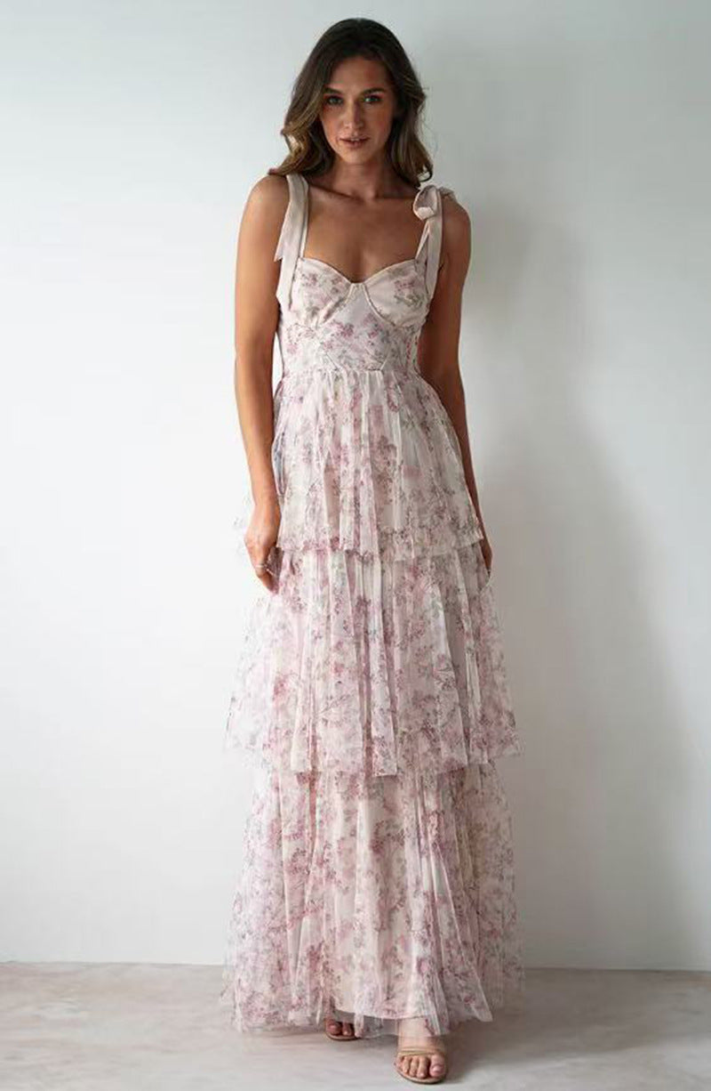 Damen Langärmliges Spitzenkleid mit tierischem Print Drune