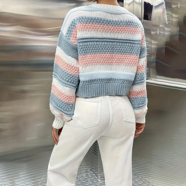 Damen Strickpullover mit auffälligem Blockstreifenmuster Drune