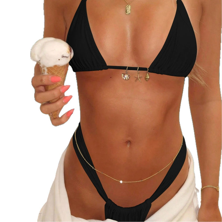 Damen Triangel-Bikini mit elegantem Knoten und hohem Beinausschnitt Drune