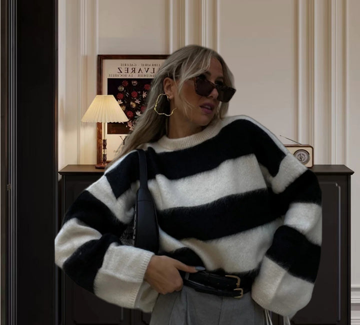 Damen Grobstrick Pullover mit lässiger Passform und oversized Schnitt Drune