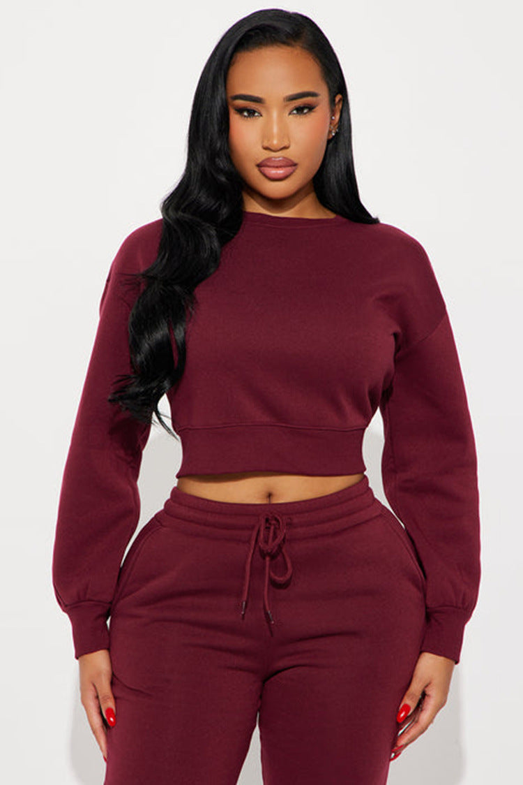 Damen cropped Sweatshirt mit voluminösen Ärmeln Drune