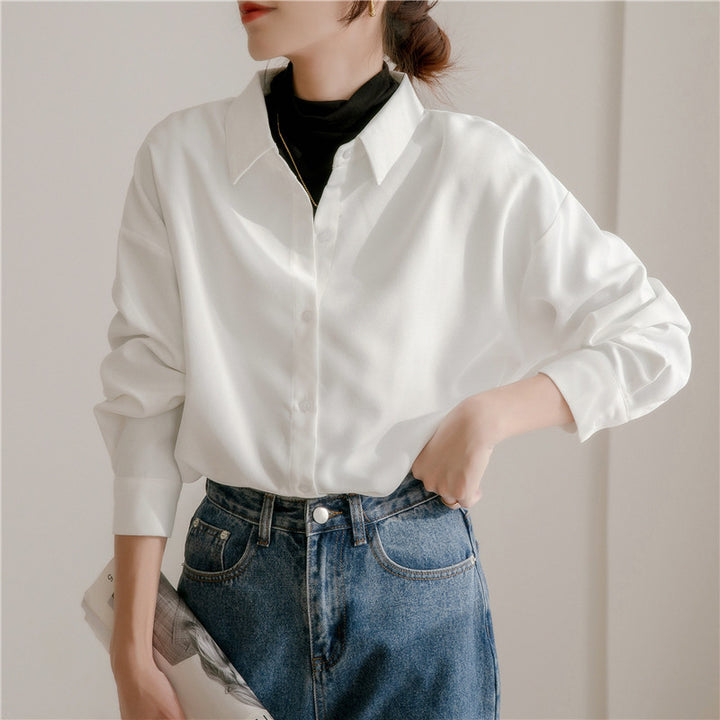 Damen Oversized Bluse mit elegantem Kragen und lässigem Schnitt Drune