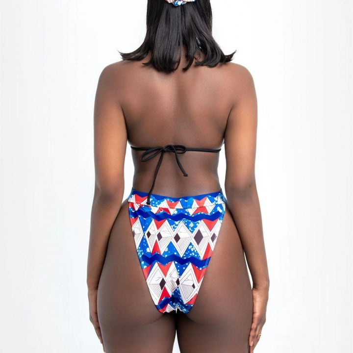 Damen Bikinis mit hohen Beinausschnitten und geometrischem Muster Drune