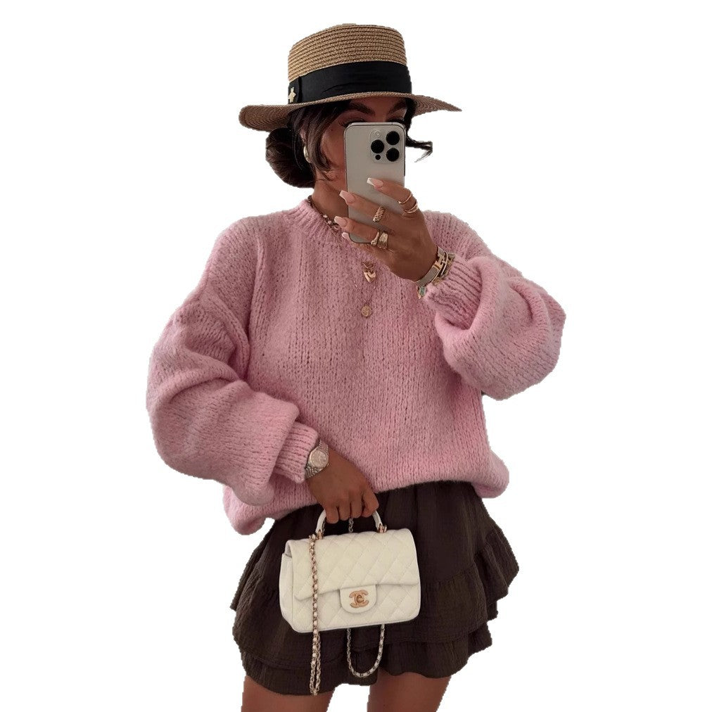 Damen Oversized-Strickpullover mit voluminösen Ärmeln und modernem Design Drune