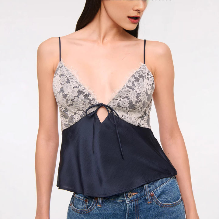 Damen Elegantes Negligé mit Spitzenakzenten Drune