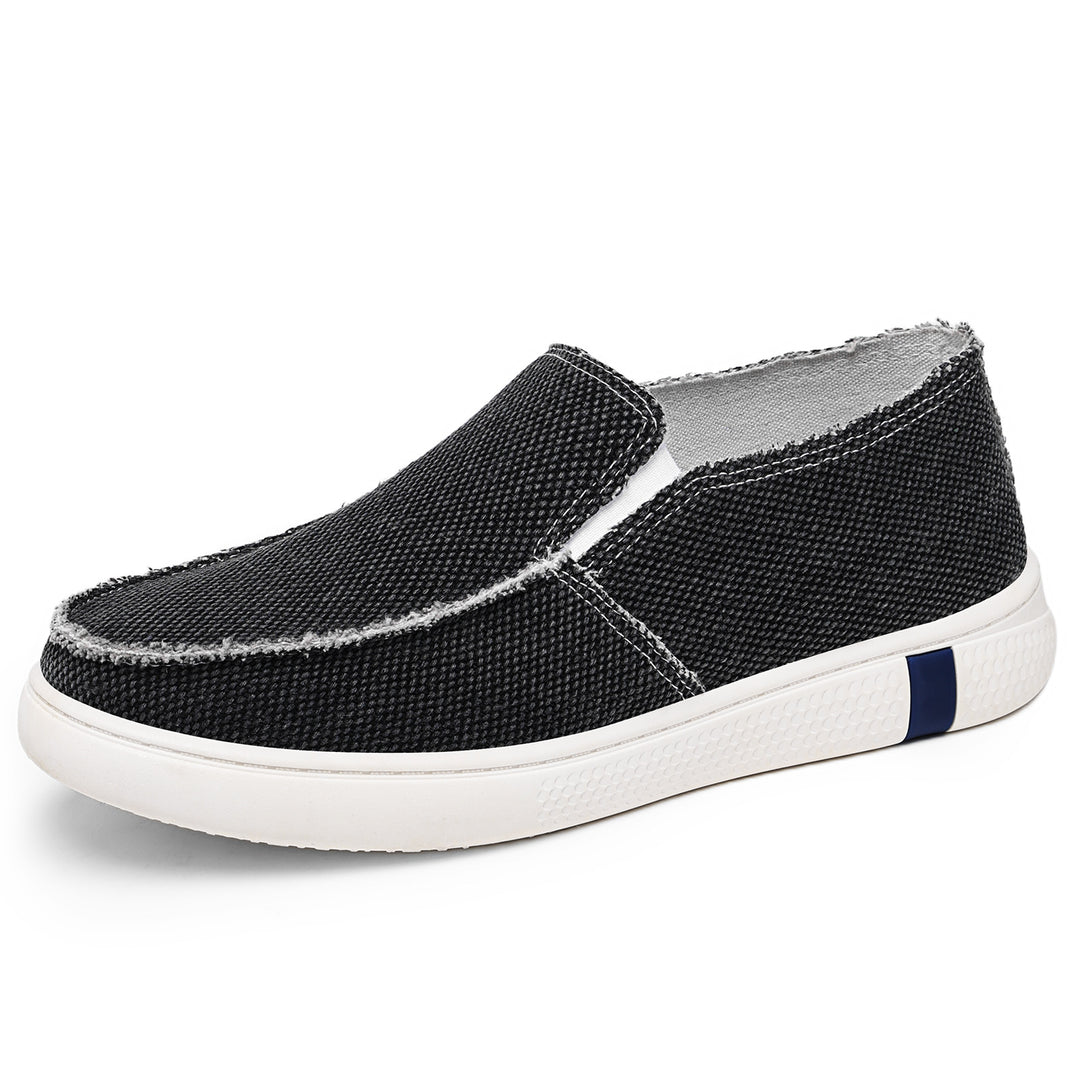 Herren nan lässiger Canvas-Slip-On mit ausgefranster Kante, elastischem Einsatz und griffiger Gummilaufsohle Drune