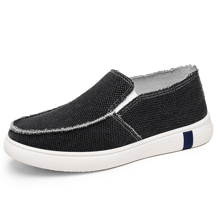Herren nan lässiger Canvas-Slip-On mit ausgefranster Kante, elastischem Einsatz und griffiger Gummilaufsohle Drune