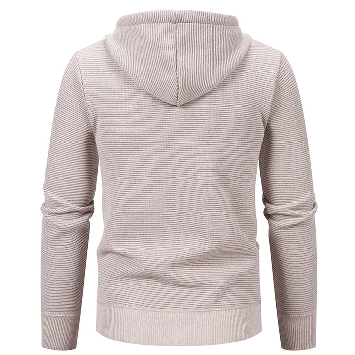 Herren nan strukturierte Reißverschluss-Strickjacke mit gefütterter Kapuze und weichem Teddy-Innenfutter Drune