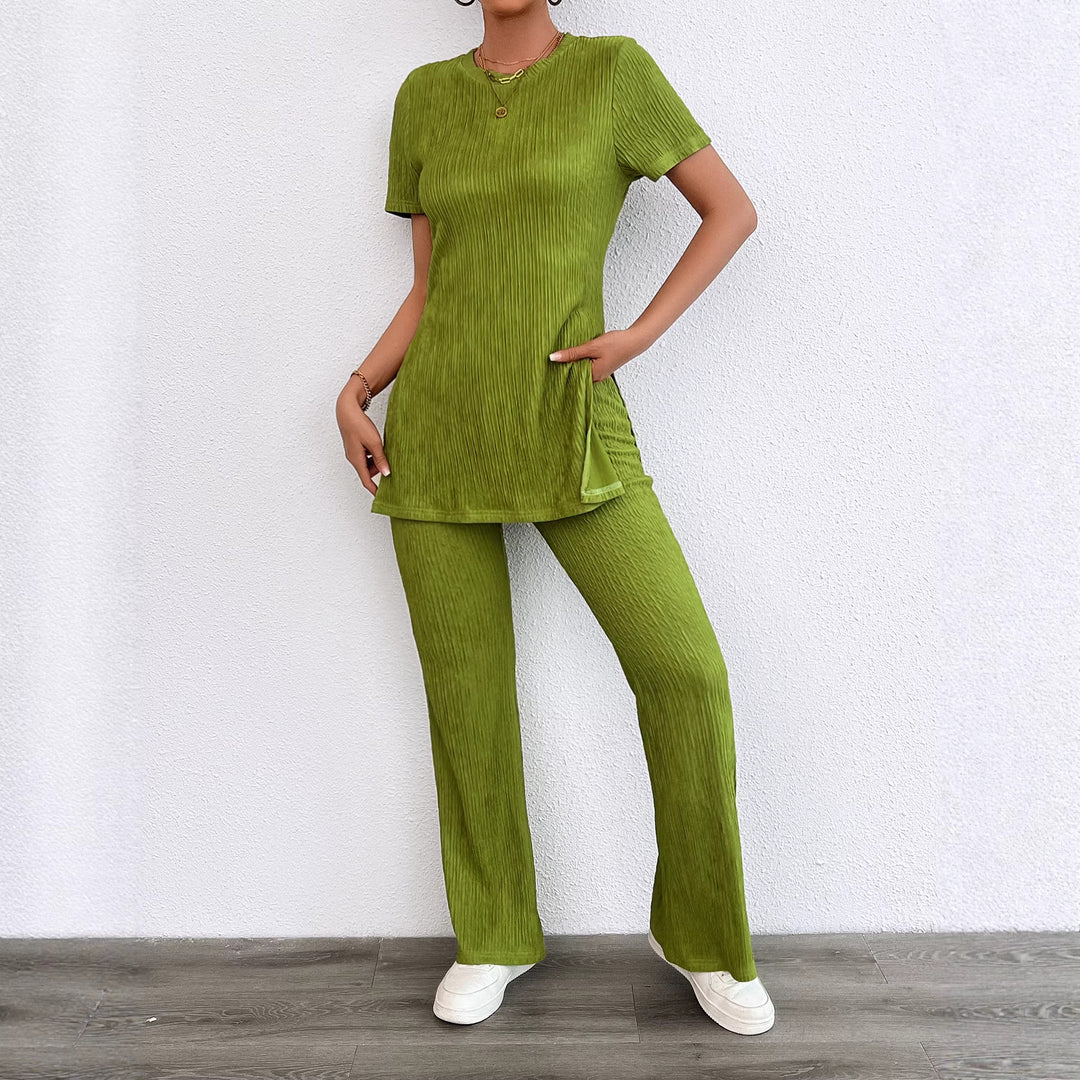 Damen lässiges Zweiteiliges Set im modernen Rippenlook mit hohem Tragekomfort Drune