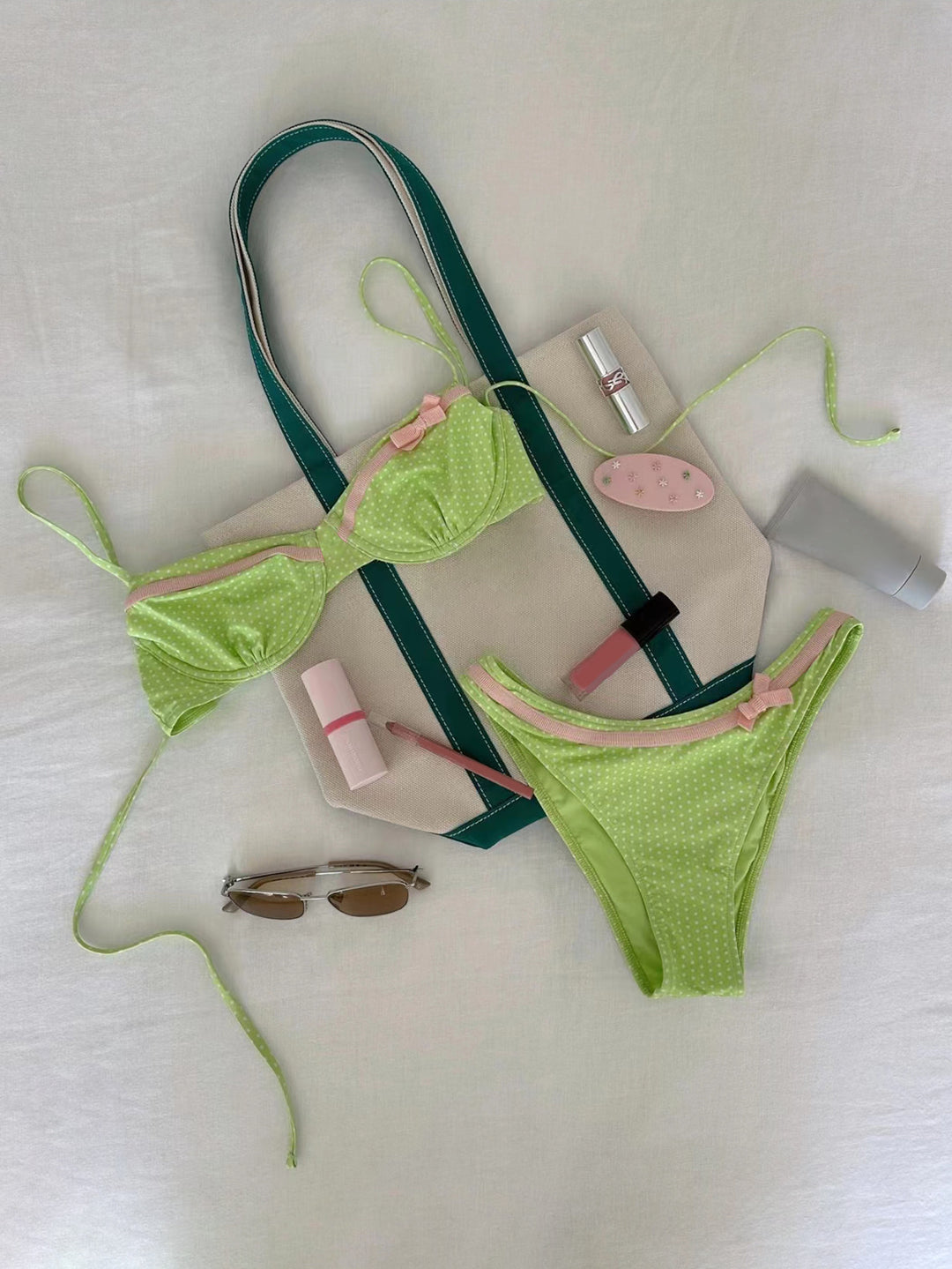 Damen gepunkteter Bikini mit verspieltem Design Drune