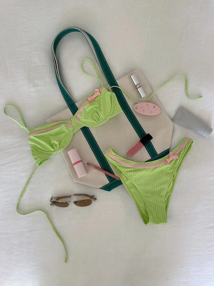 Damen gepunkteter Bikini mit verspieltem Design Drune