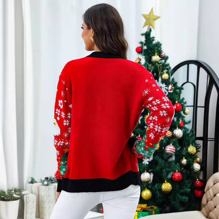 Damen Weihnachtspullover mit festlichem Rentiermotiv und strukturiertem Design Drune