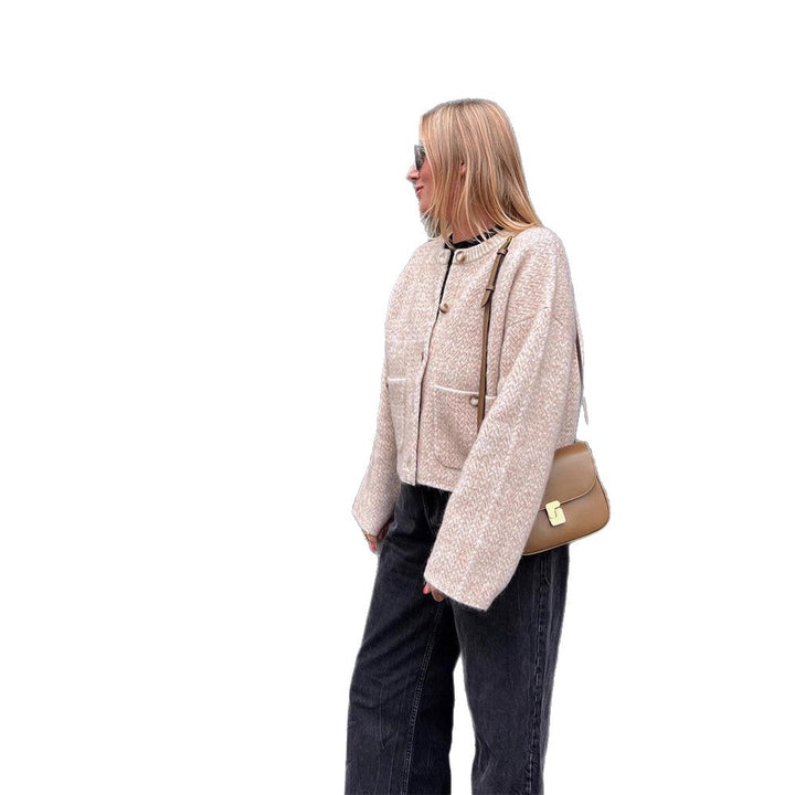 Damen kuschelige Strickjacke mit eleganten Knopfdetails Drune