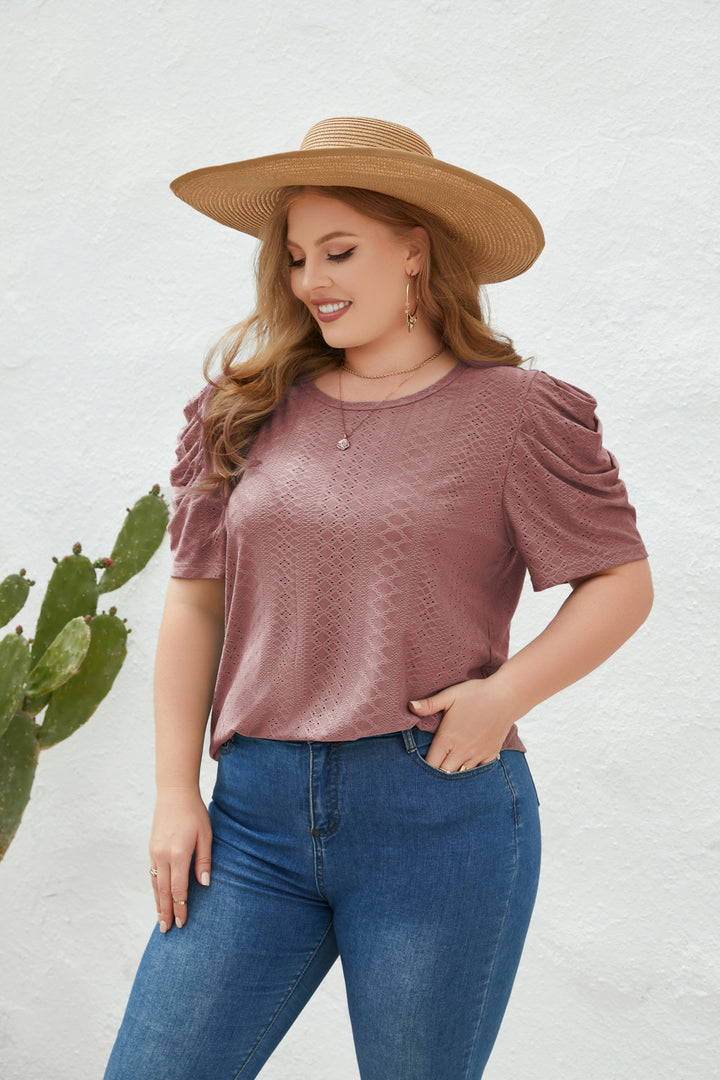 Damen Elegantes Blusenshirt mit Puffärmeln und Strukturmuster Drune
