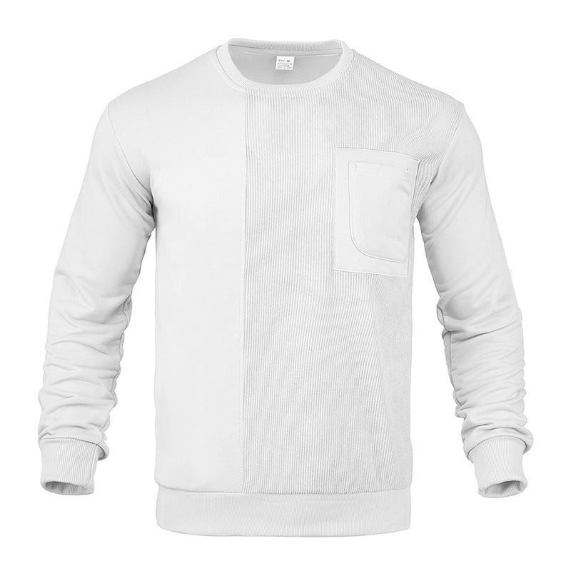 Herren nan strukturiertes Rundhals-Sweatshirt mit Brusttasche und asymmetrischem Rippenpanel Drune