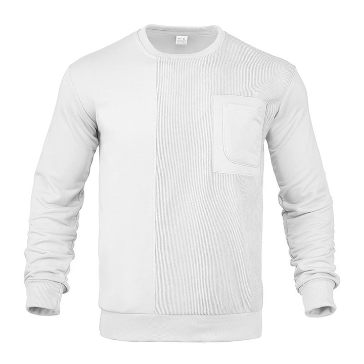 Herren nan strukturiertes Rundhals-Sweatshirt mit Brusttasche und asymmetrischem Rippenpanel Drune