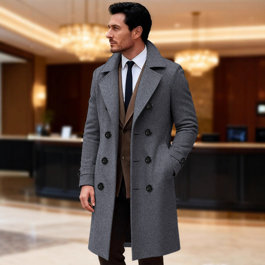 Herren eleganter doppelreihiger Wollmantel Drune