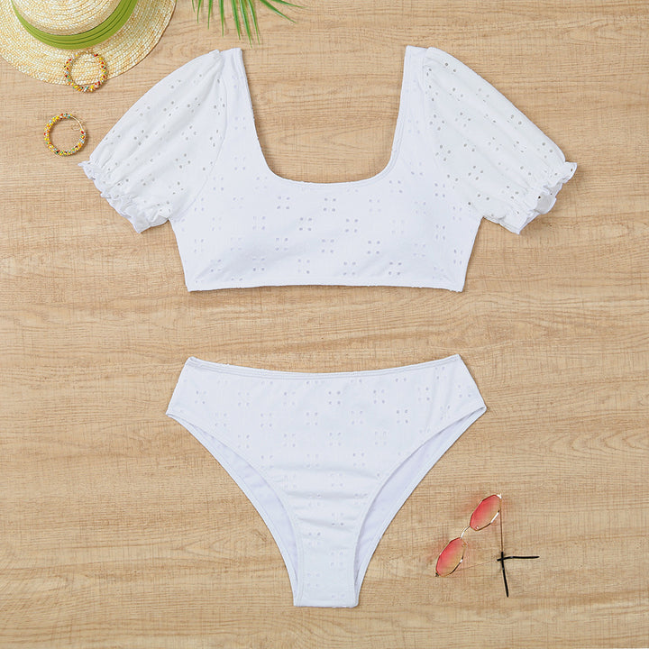 Damen Bikiniset mit Puffärmeln und floralen Details Drune