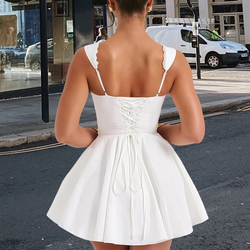 Damen Mini-Kleid mit Corsage und Rüschen Drune