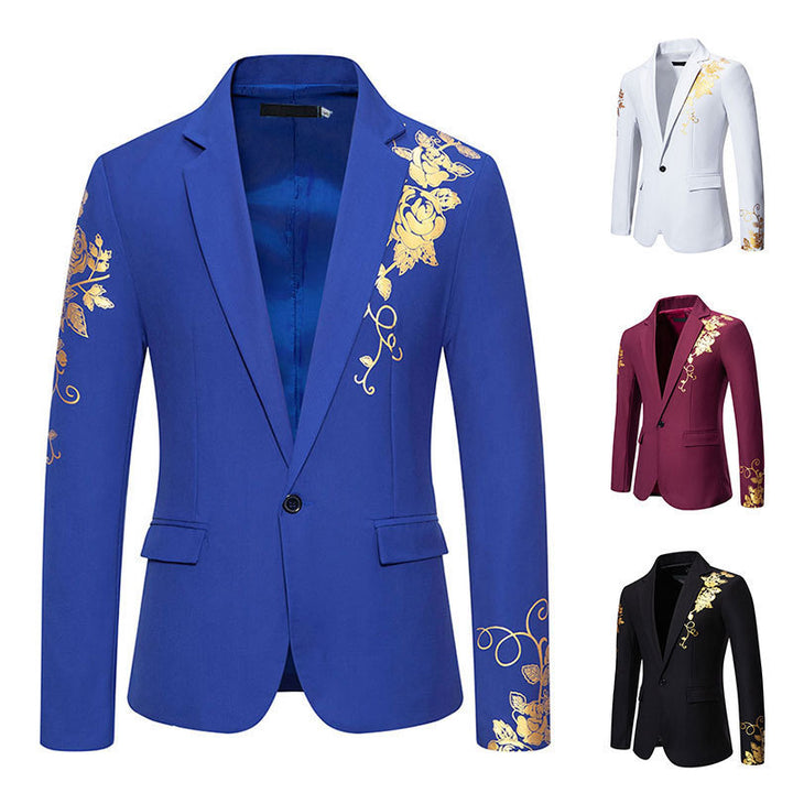 Herren eleganter Blazer mit floralem Stickdesign und feinen Details Drune