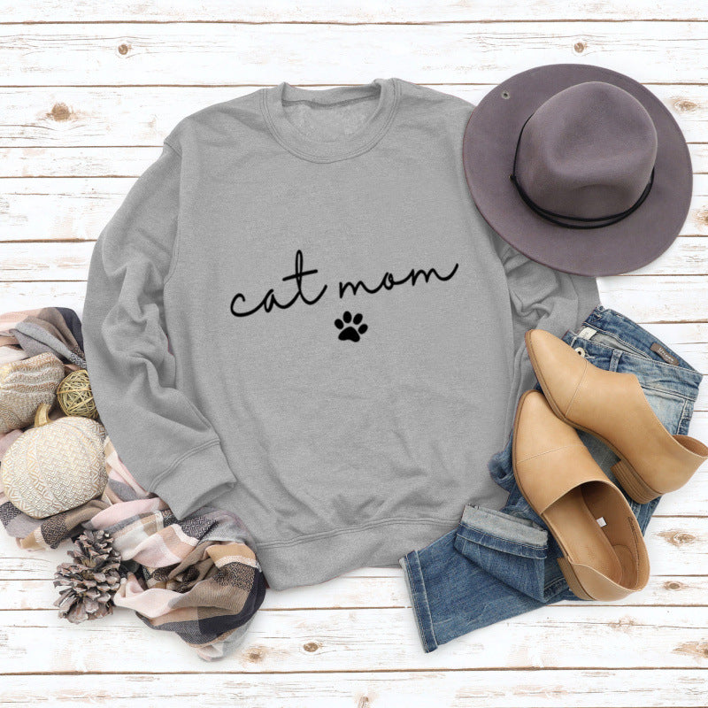 Damen Sweatshirt mit kreativem Katzenmama-Design Drune