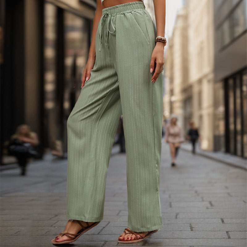 Damen Elegante und bequeme weite Hose mit elastischem Bund und Kordelzug Drune