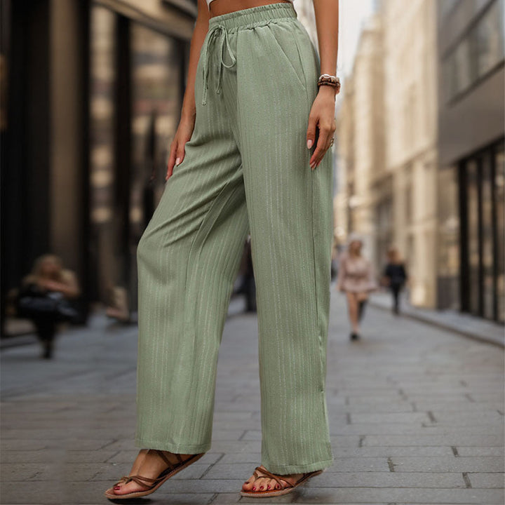 Damen Elegante und bequeme weite Hose mit elastischem Bund und Kordelzug Drune