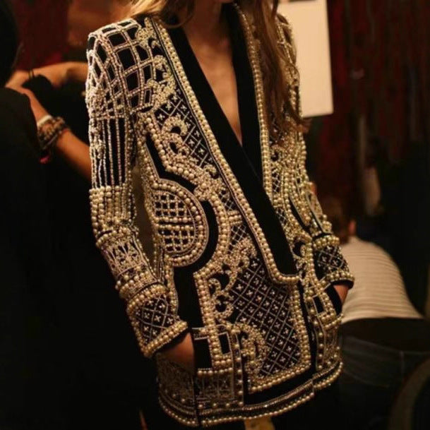 Damen Glamouröser Blazer mit Paillettenverzierung Drune