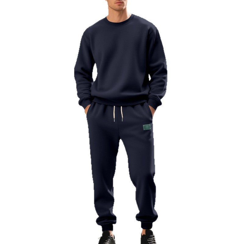 Herren nan relaxed-fit Baumwoll-Fleece-Jogginghose mit elastischem Tunnelzug, gerippten Beinabschlüssen und dezenter Patch-Applikation Drune
