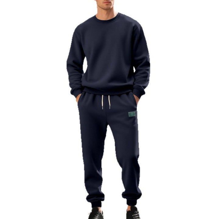 Herren nan relaxed-fit Baumwoll-Fleece-Jogginghose mit elastischem Tunnelzug, gerippten Beinabschlüssen und dezenter Patch-Applikation Drune