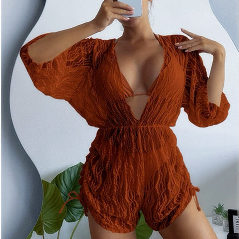 Damen Transparente Strandoveralls Drune