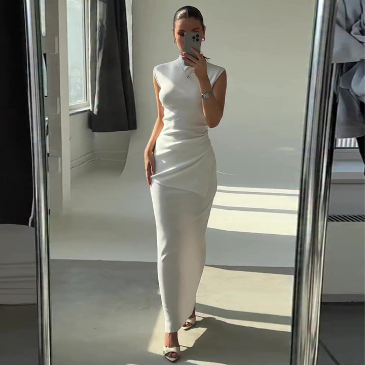 Damen Langarm Kleid mit asymmetrischem Schnitt Drune