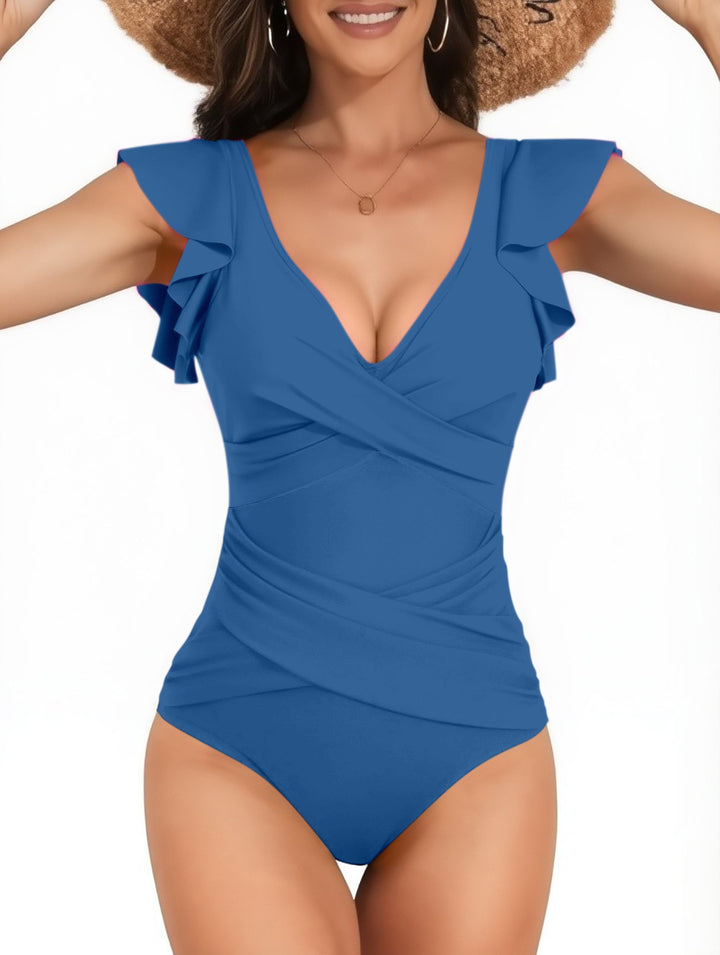 Damen eleganter Badeanzug mit fließenden Rüschen Drune
